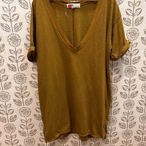 Deep V-Neck Mustard Tunic/Cover Up